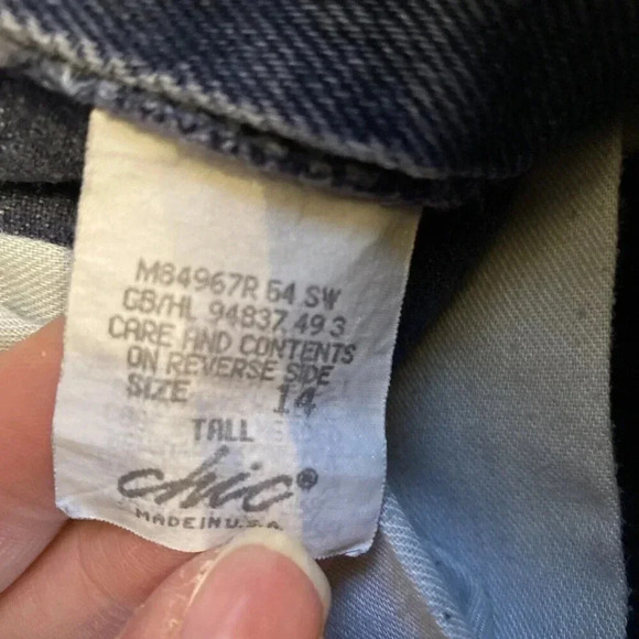 Chic Jeans Womens Size 14 Tall Straight Blue Denim High Waisted Retro 80s 90s - Picture 8 of 9